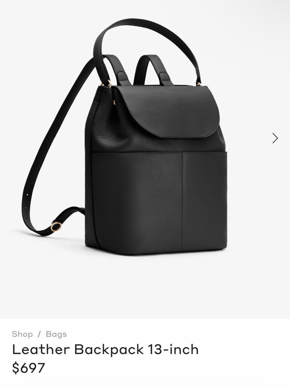 Cuyana Black Leather Backpack 13 inch